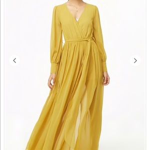 Mustard yellow chiffon maxi dress